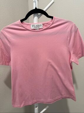 St. John Pink Short-Sleeve Crewneck Tee